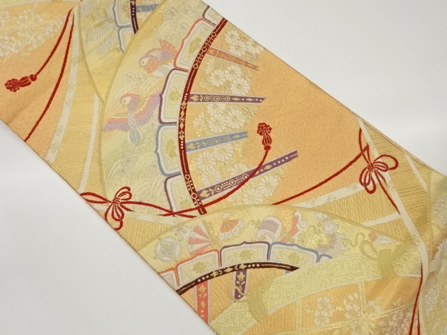 JAPANESE FUKURO OBI / SAGANISHIKI / WOVEN FLORAL PLANTS